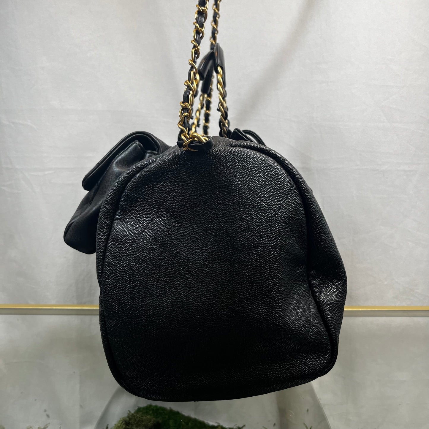 CHANEL In The Loop Black Caviar Lambskin Quilted Satchel