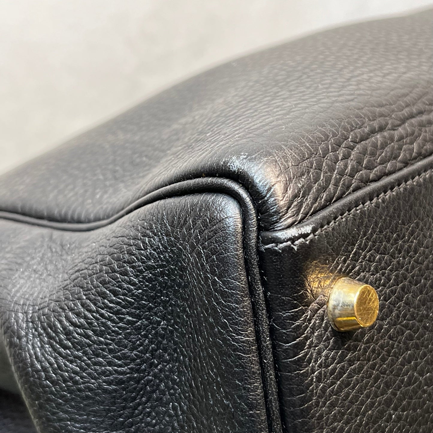 HERMES Kelly 35 Black Clemence Leather Satchel Bag