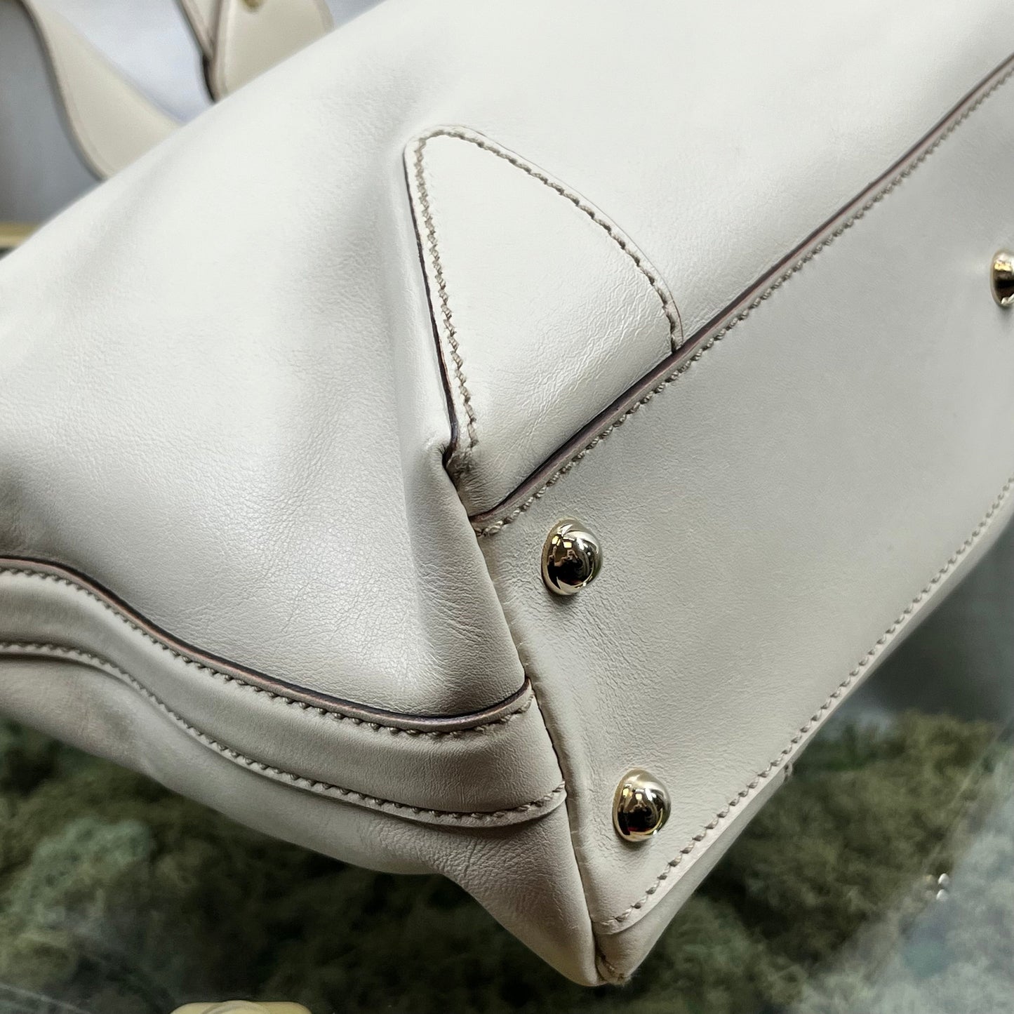 GUCCI Cream Soft Calfskin Leather Small Tote