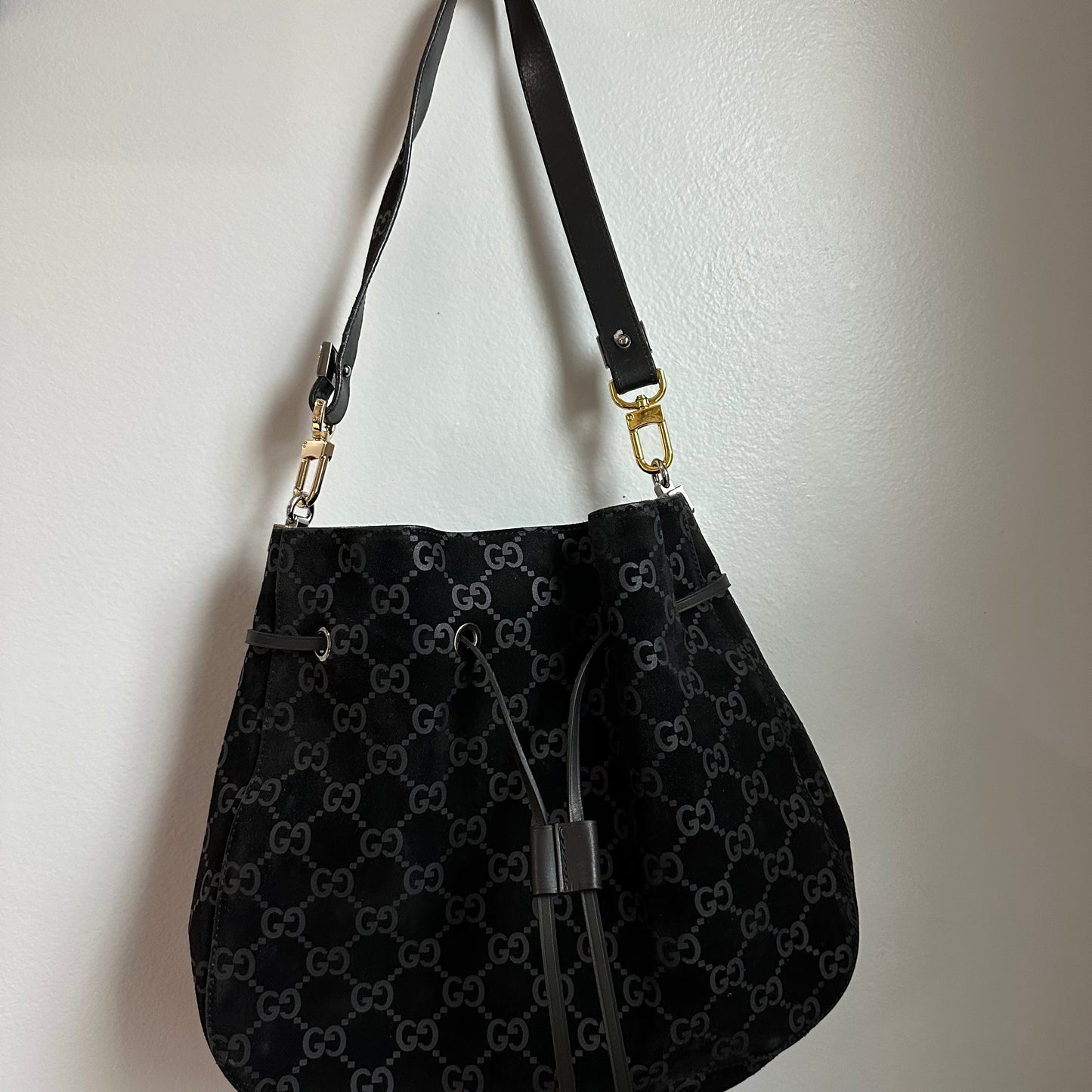 The Peacock Crossbody -Orvis bags Suede GG in Black