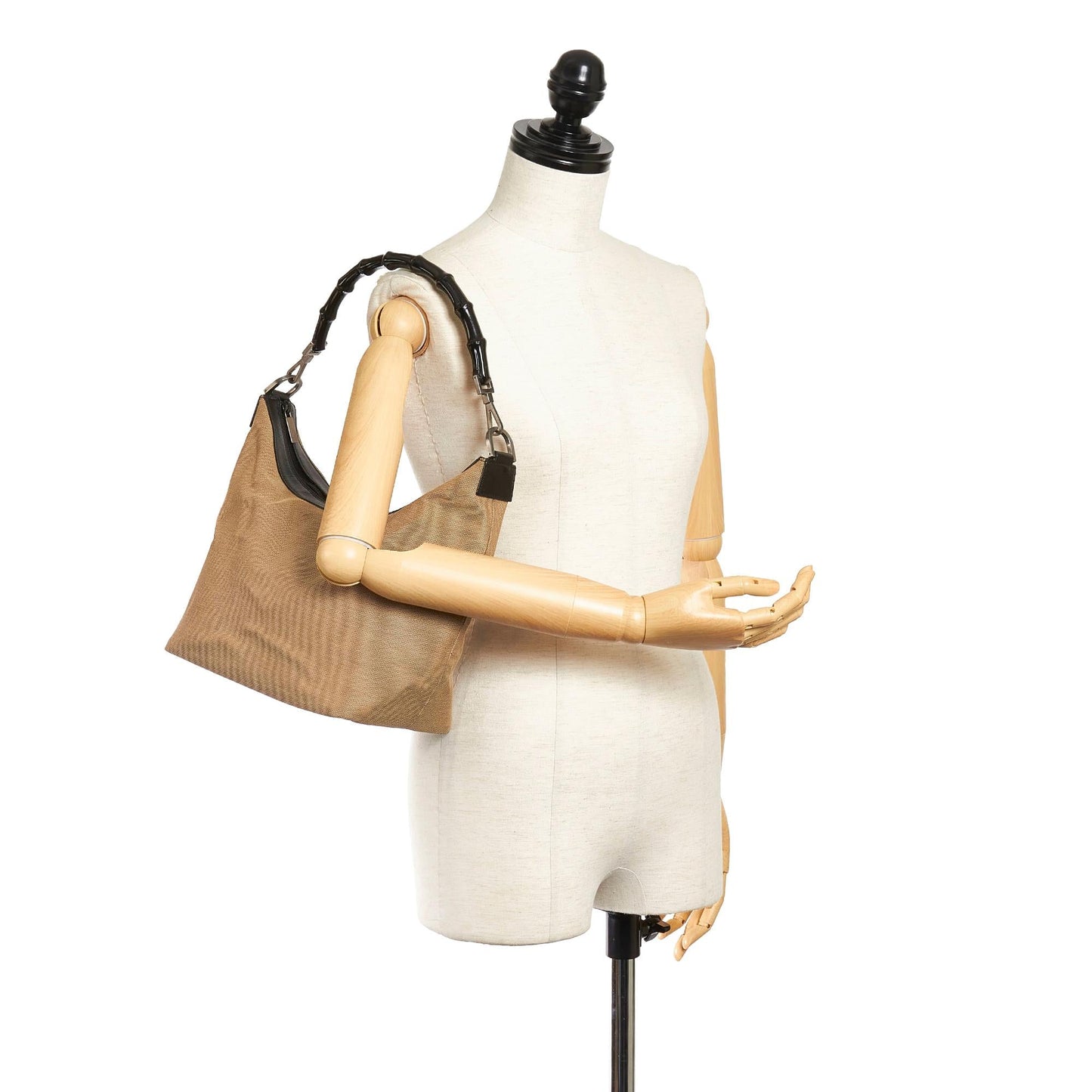 Gucci Bamboo Canvas Shoulder Bag (SHG-UFHCRv)