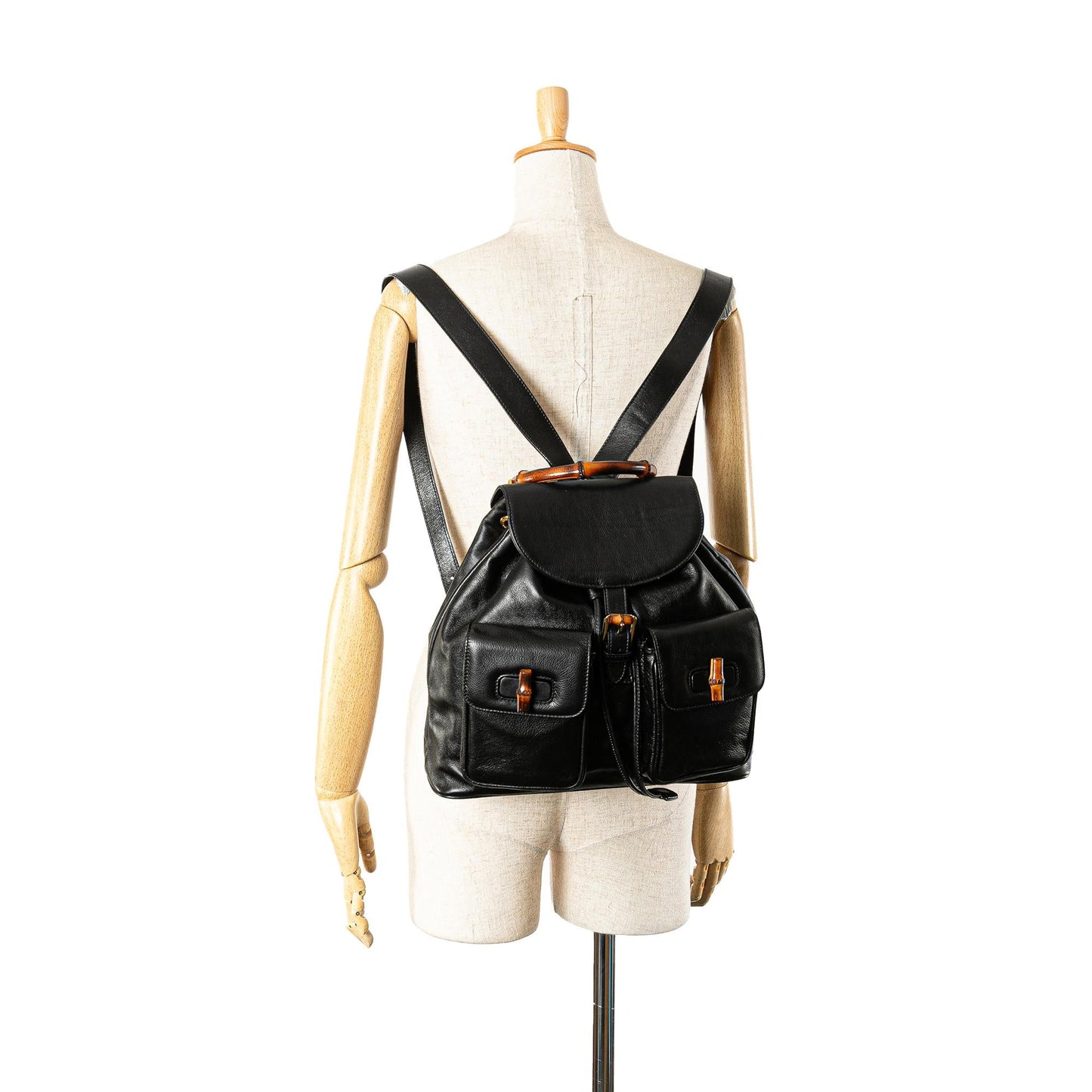 Gucci Calfskin Bamboo Drawstring Backpack