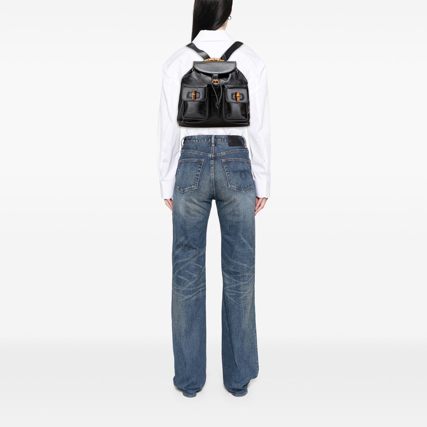 Gucci Calfskin Bamboo Drawstring Backpack