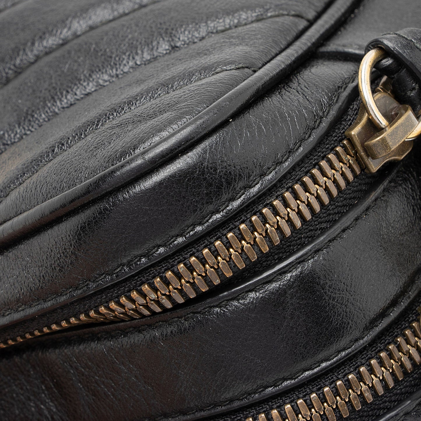 Gucci Diagonal Matelasse Leather GG Marmont Double Zip Mini Camera Bag