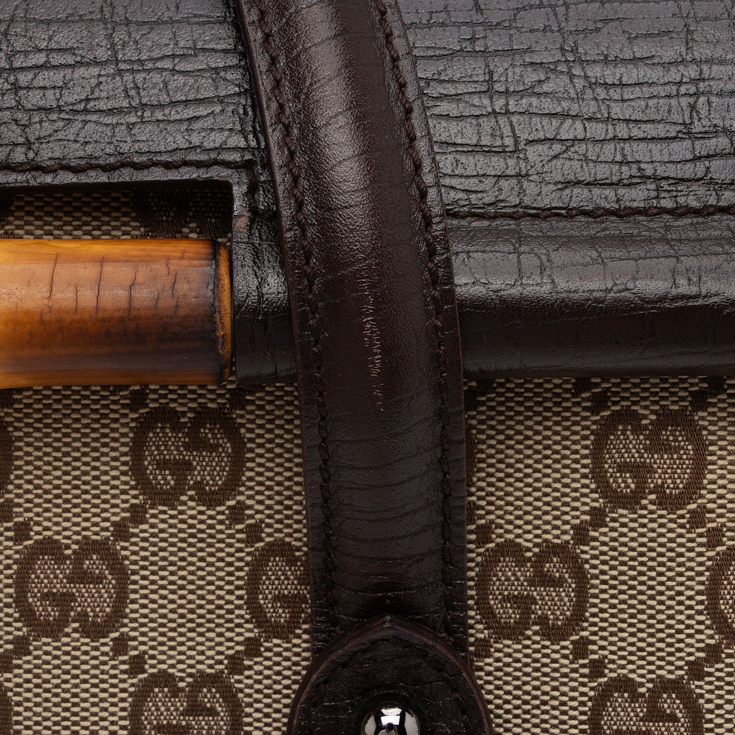 Gucci GG Canvas Bamboo Bullet Medium Satchel (SHF-6OHkiG)