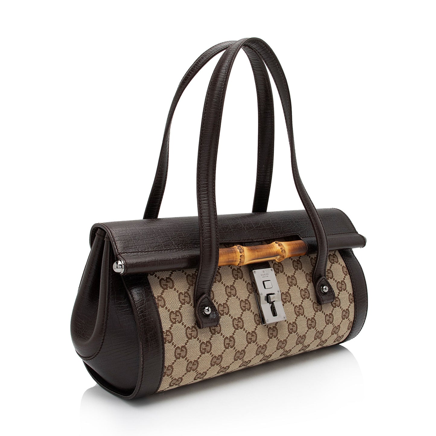 Gucci GG Canvas Bamboo Bullet Medium Satchel (SHF-6OHkiG)