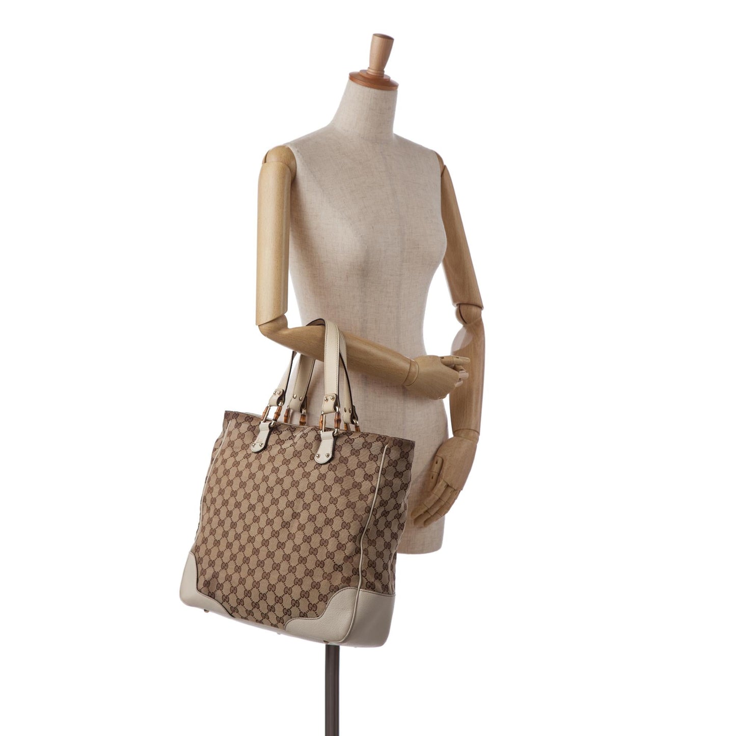 Gucci GG Canvas Bamboo Tote Bag (SHG-J7IVAF)