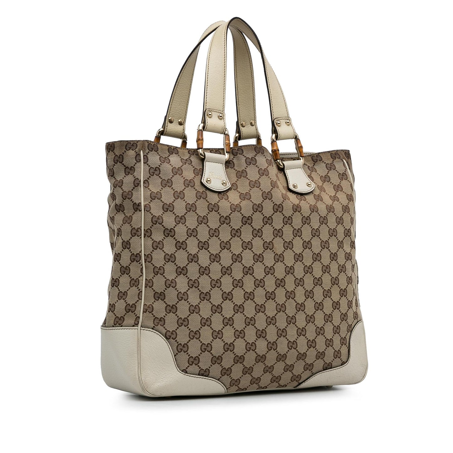 Gucci GG Canvas Bamboo Tote Bag (SHG-J7IVAF)