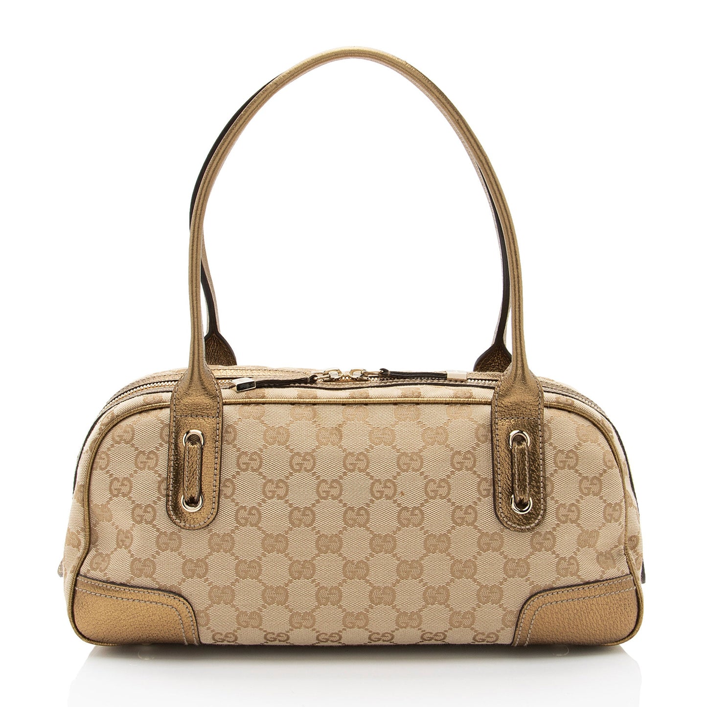 Gucci GG Canvas Metallic Leather Princy Medium Boston Bag (SHF-af8xb3)