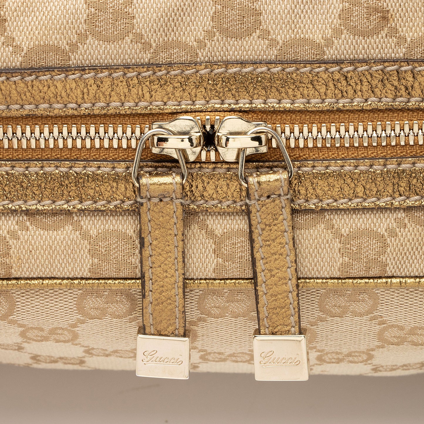Gucci GG Canvas Metallic Leather Princy Medium Boston Bag (SHF-af8xb3)