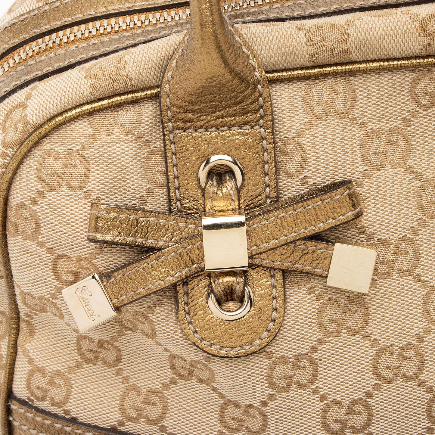 Gucci GG Canvas Metallic Leather Princy Medium Boston Bag (SHF-af8xb3)