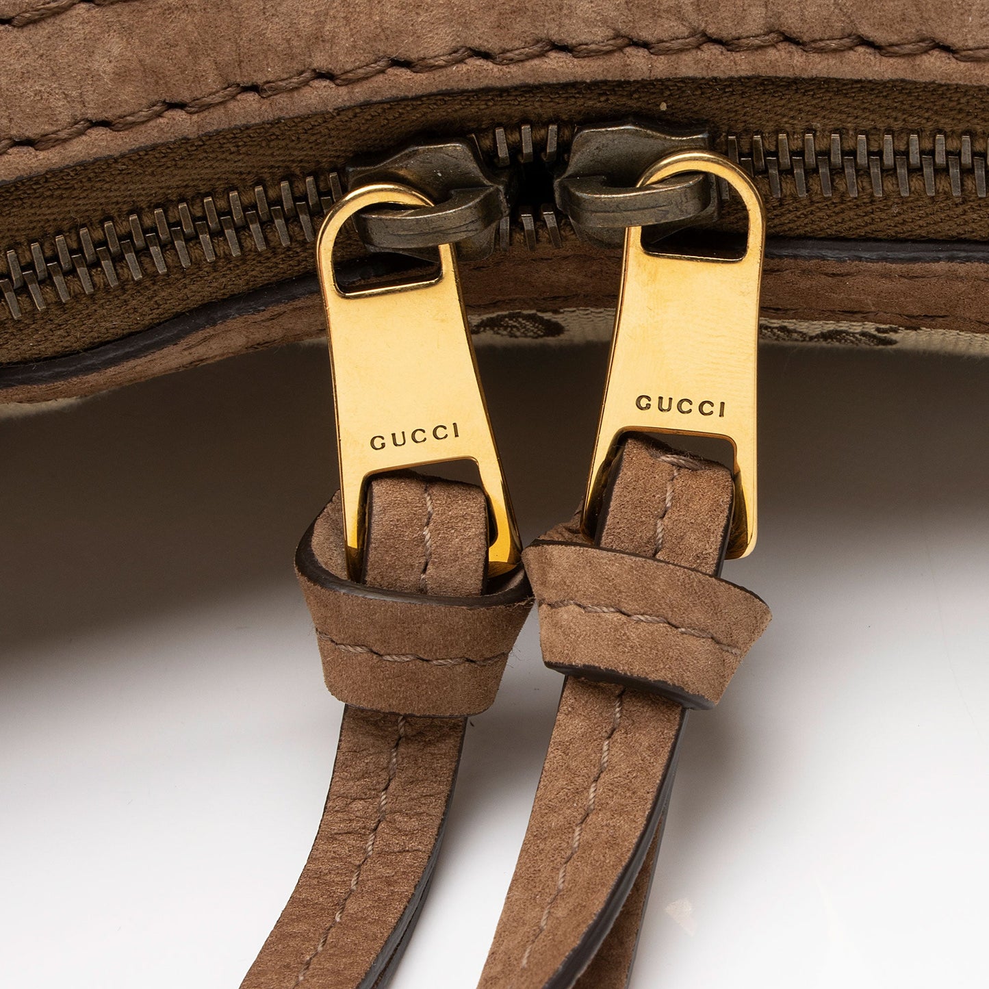 Gucci GG Canvas Suede Running Medium Hobo (SHF-FV9sin)