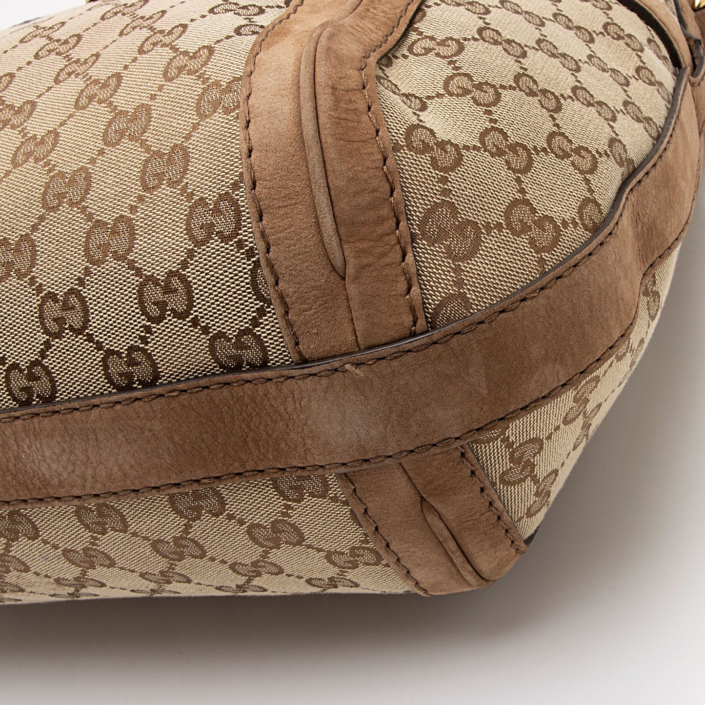 Gucci GG Canvas Suede Running Medium Hobo (SHF-FV9sin)