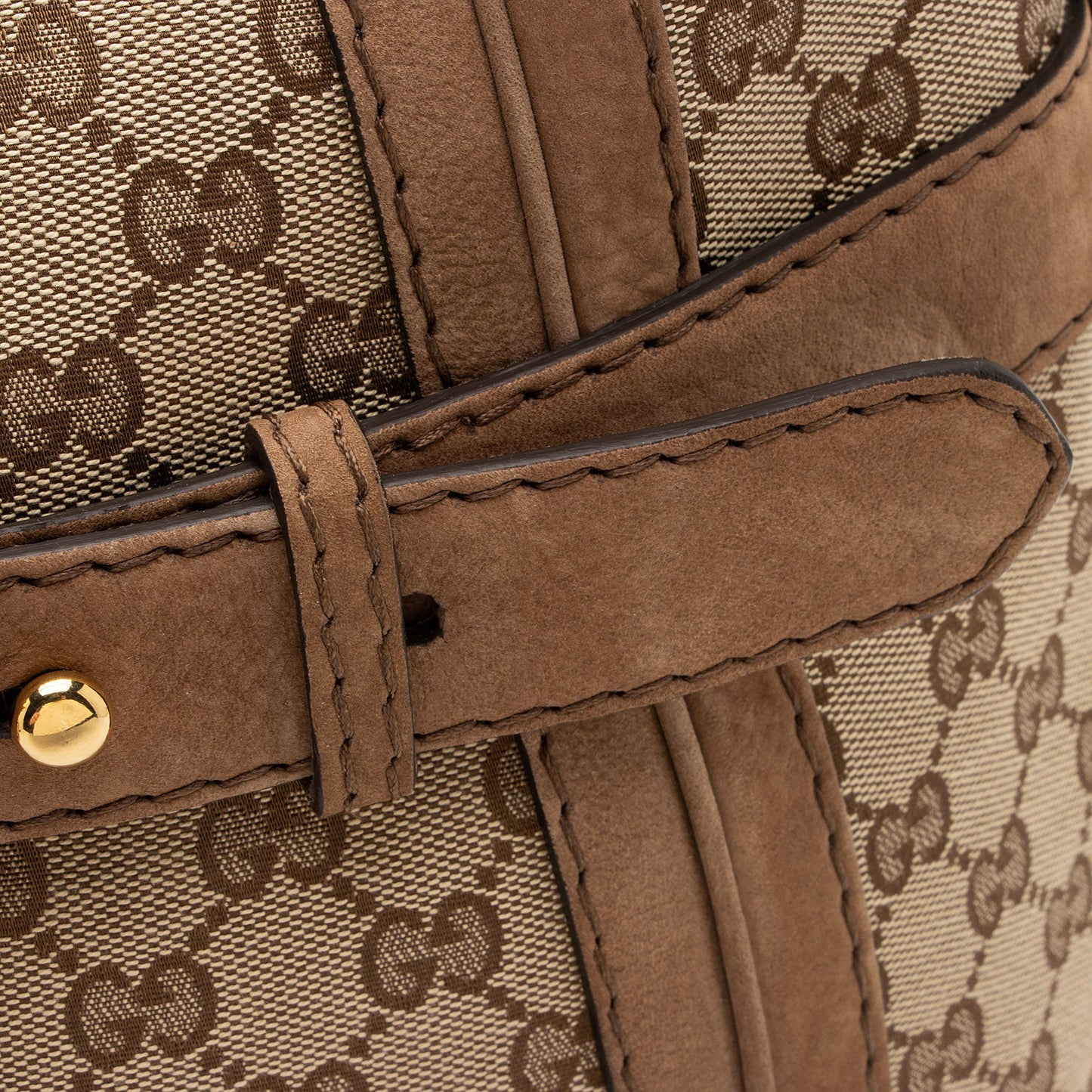 Gucci GG Canvas Suede Running Medium Hobo (SHF-FV9sin)