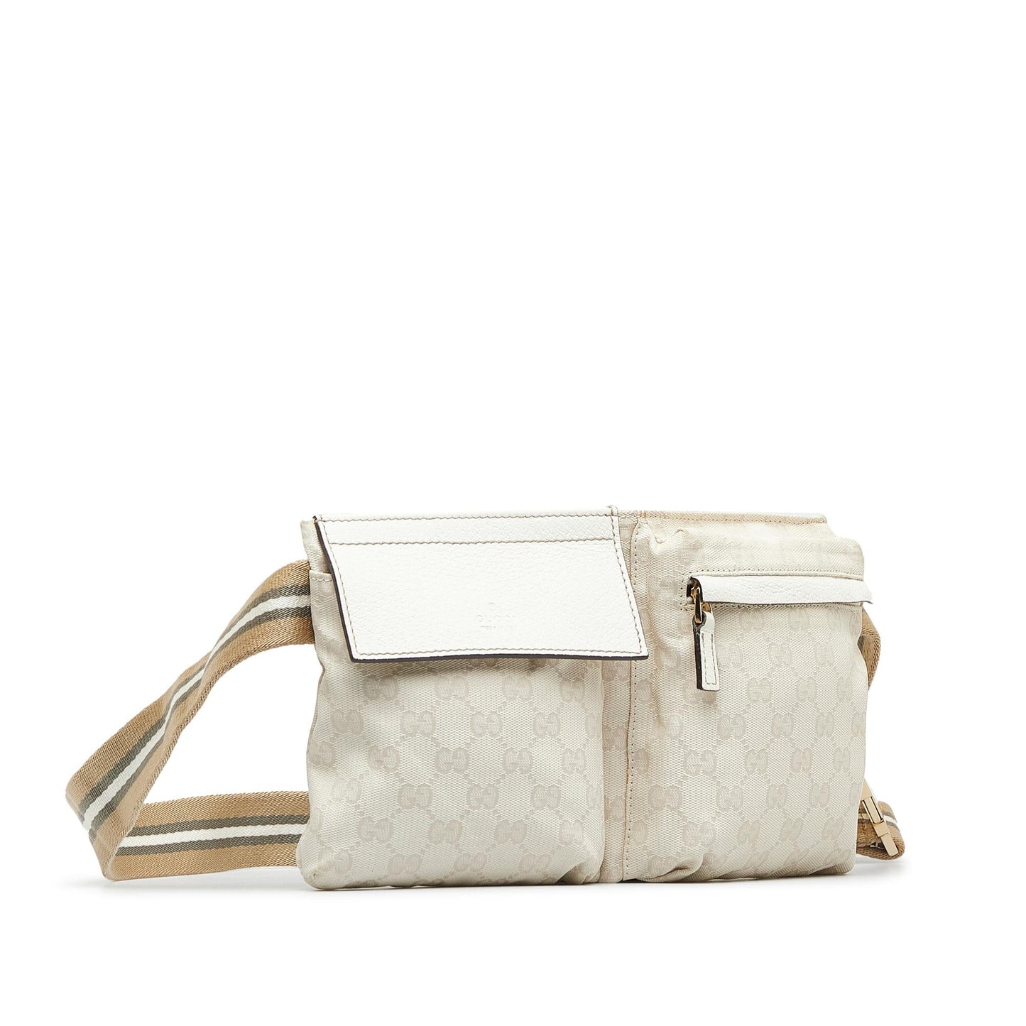 Gucci GG Canvas Web Double Pocket Belt Bag (SHG-vEpWK1)