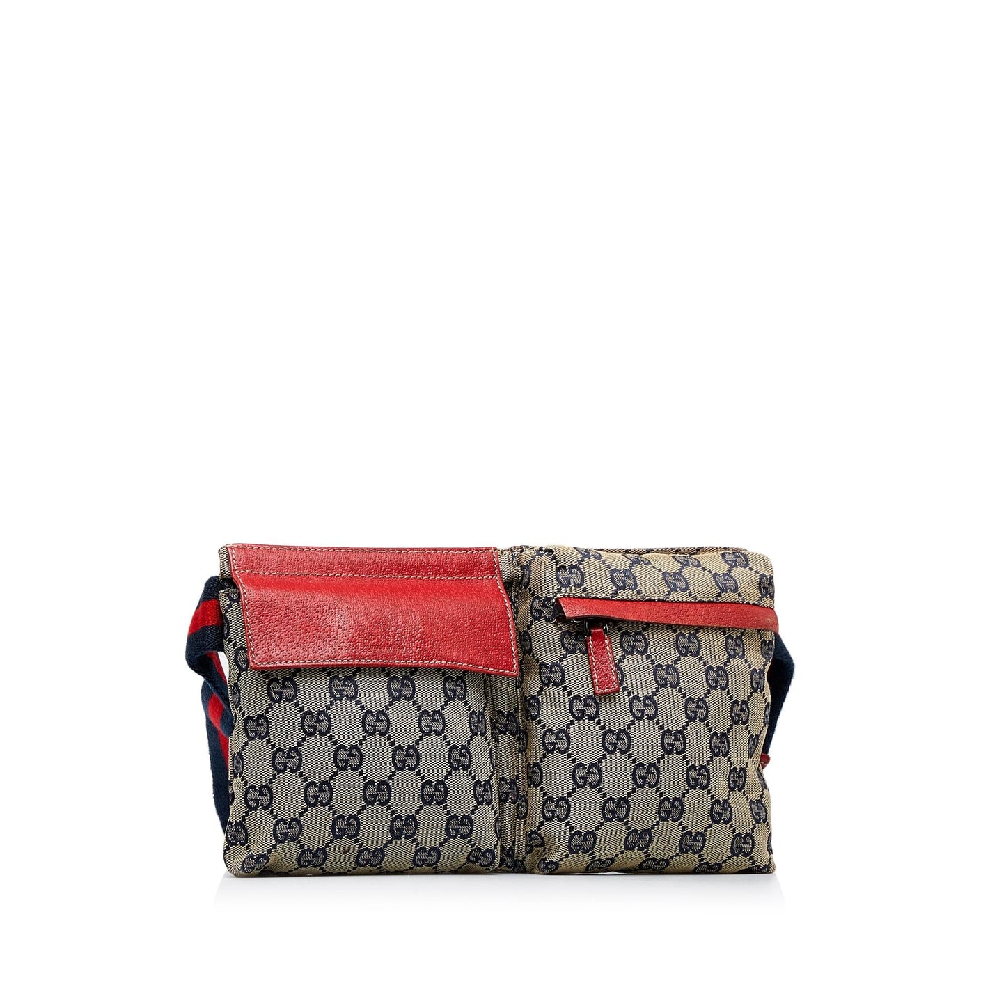 Gucci GG Canvas Web Double Pocket Belt Bag (SHG-HxqmuT)