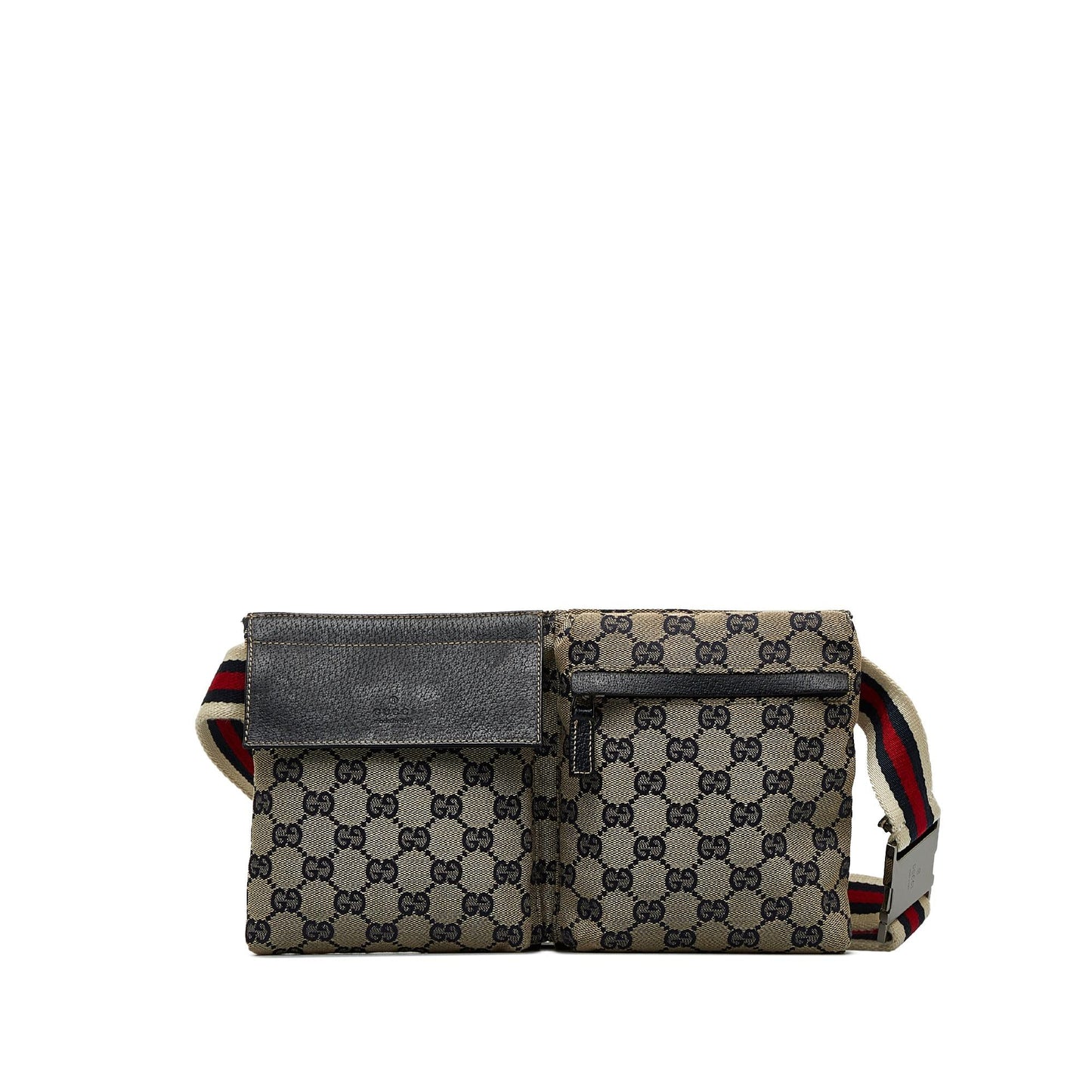 Gucci GG Canvas Web Double Pocket Belt Bag (SHG-VeLchB)