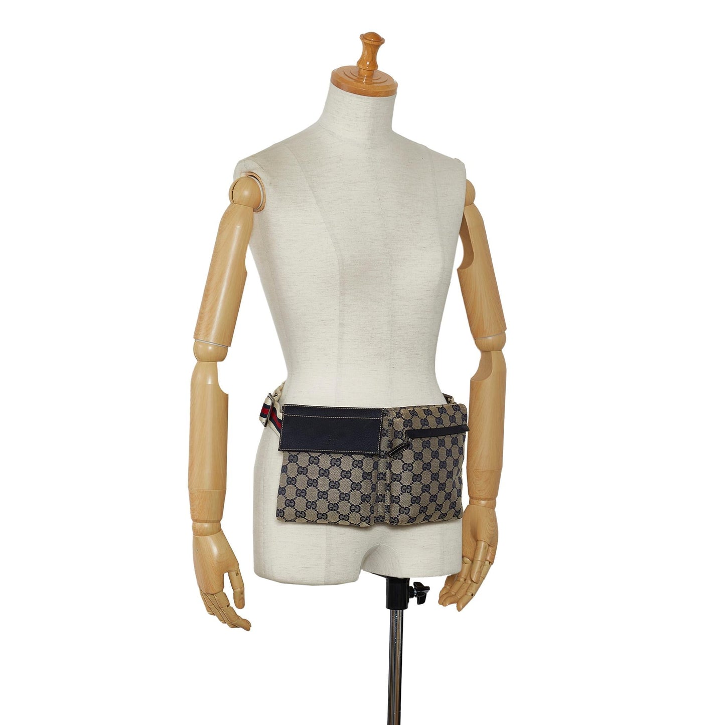 Gucci GG Canvas Web Double Pocket Belt Bag (SHG-VeLchB)