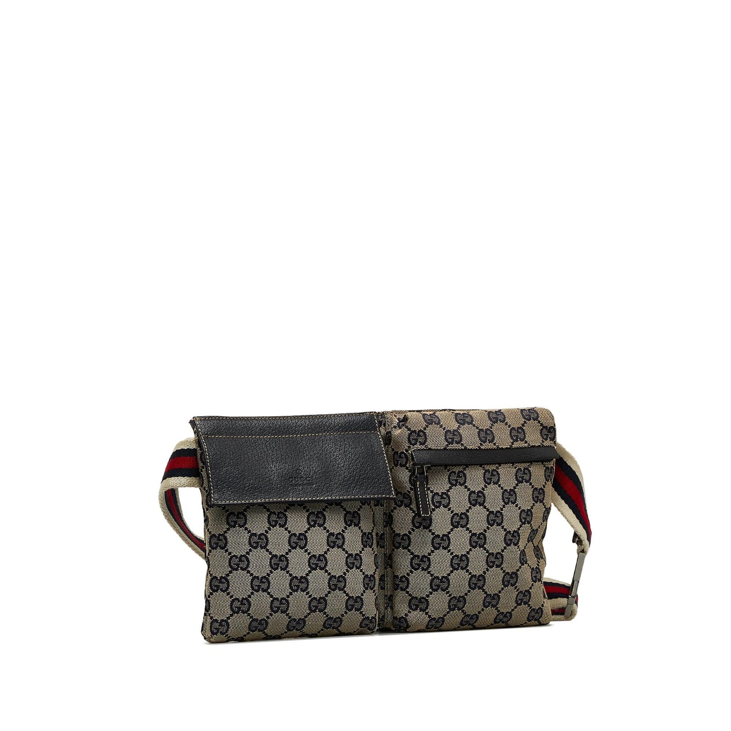 Gucci GG Canvas Web Double Pocket Belt Bag (SHG-VeLchB)