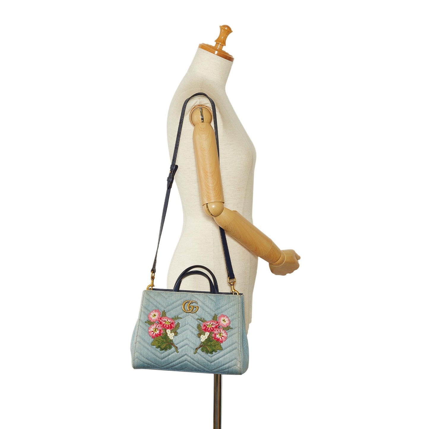 Gucci GG Marmont Denim Satchel (SHG-i403pj)