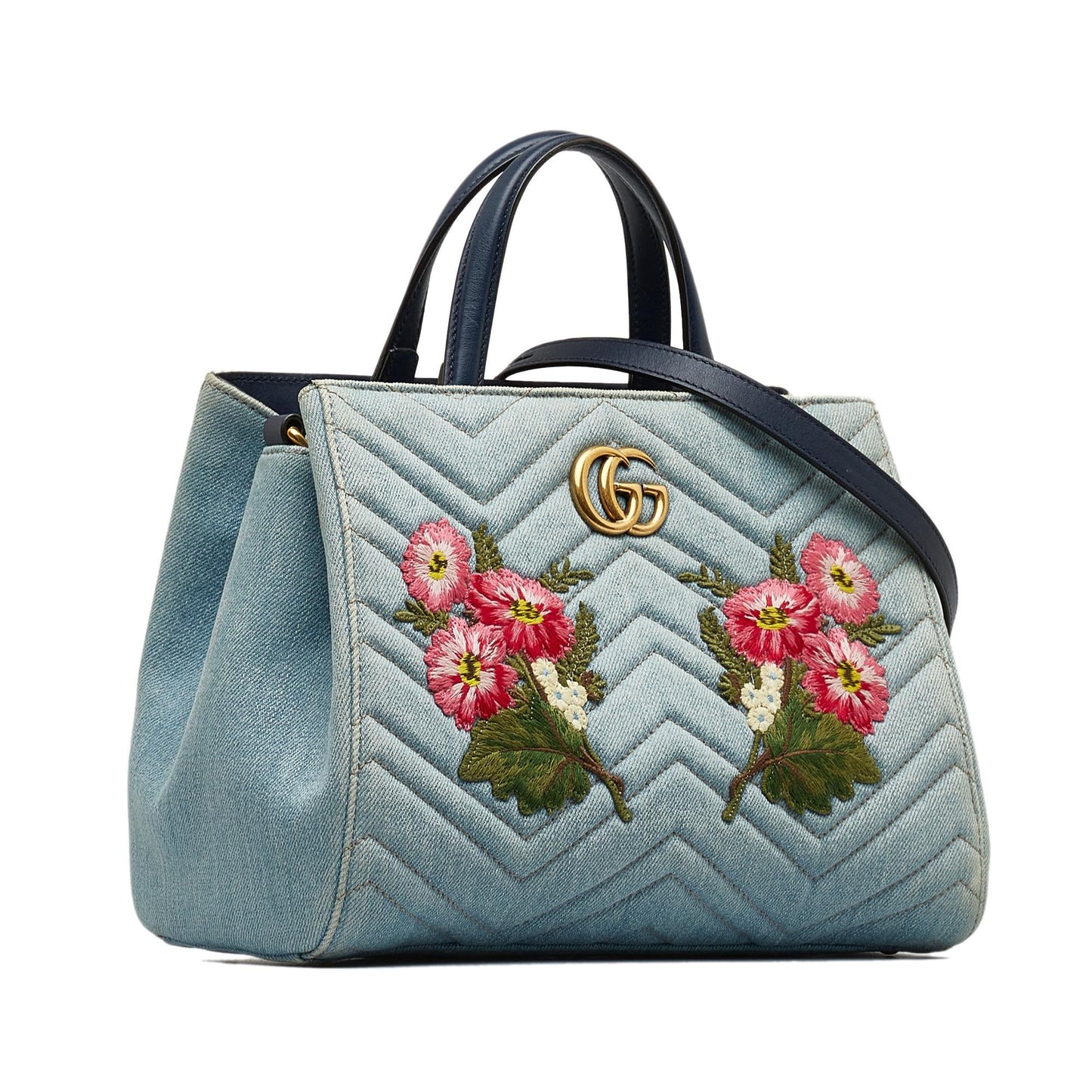Gucci GG Marmont Denim Satchel (SHG-i403pj)