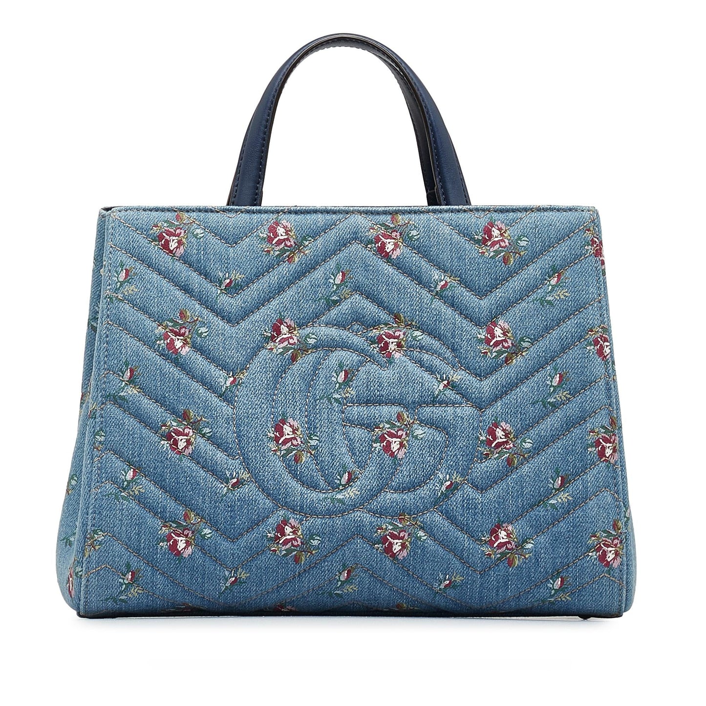 Gucci GG Marmont Flora Denim Satchel (SHG-dKHQjj)