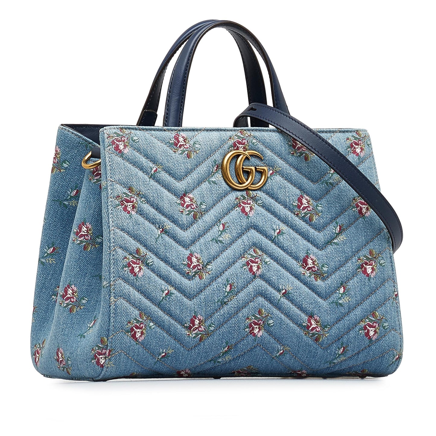 Gucci GG Marmont Flora Denim Satchel (SHG-dKHQjj)