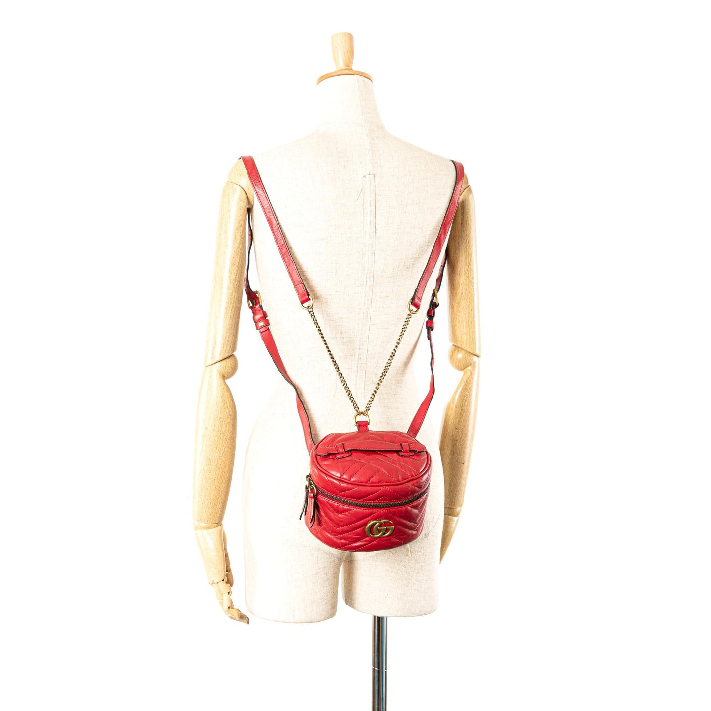 Gucci GG Marmont Round Matelasse Leather Backpack
