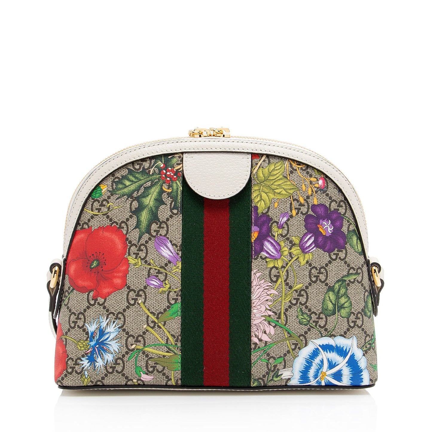 Gucci GG Supreme Flora Ophidia Dome Small Shoulder Bag (SHF-TpkXKT)