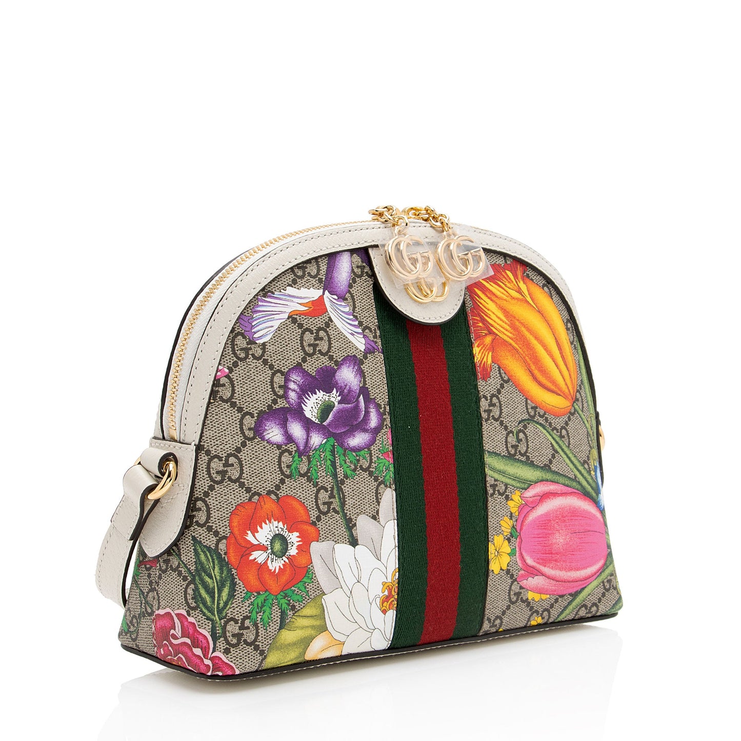 Gucci GG Supreme Flora Ophidia Dome Small Shoulder Bag (SHF-TpkXKT)