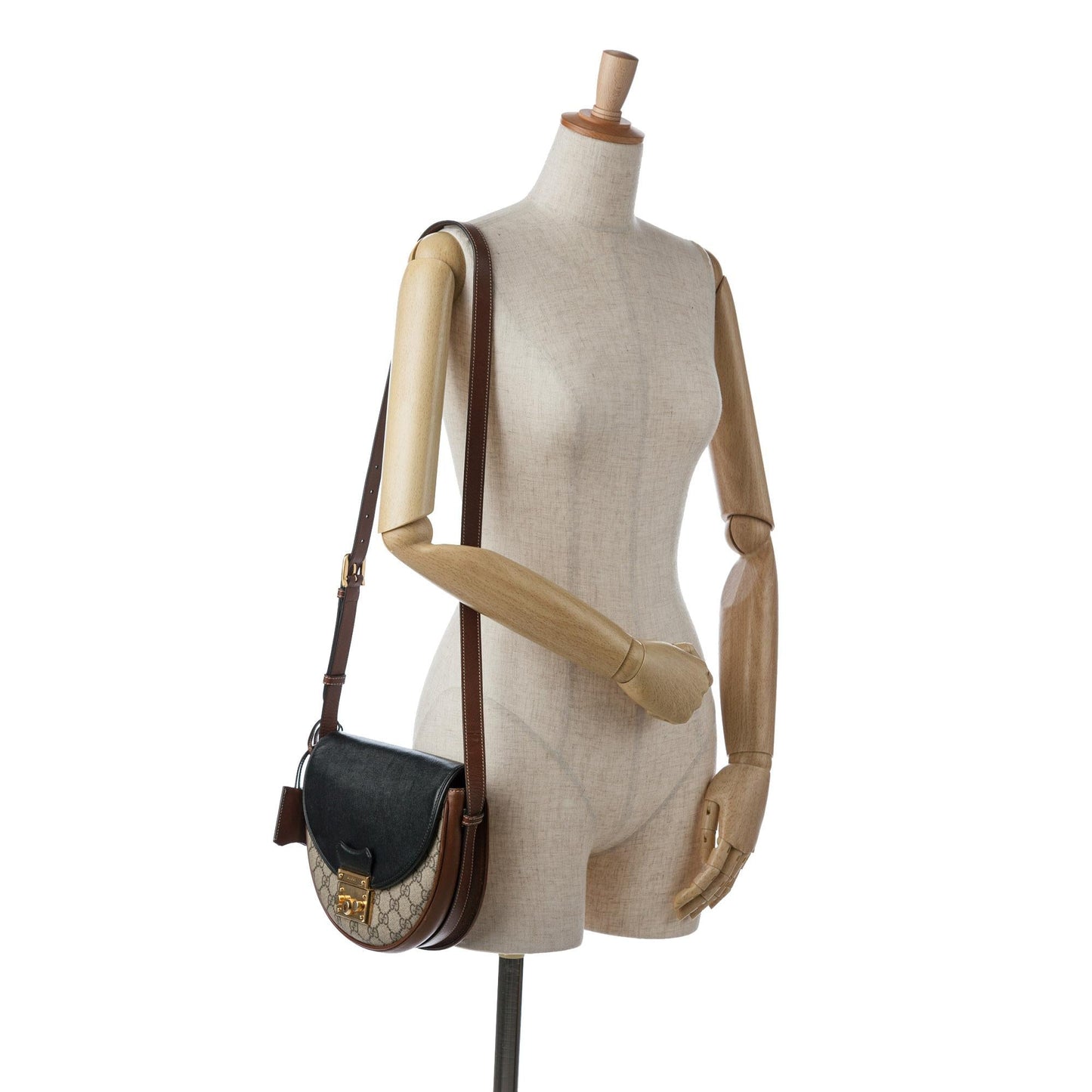Gucci GG Supreme Saddle Padlock Crossbody Bag (SHG-BUWgu6)