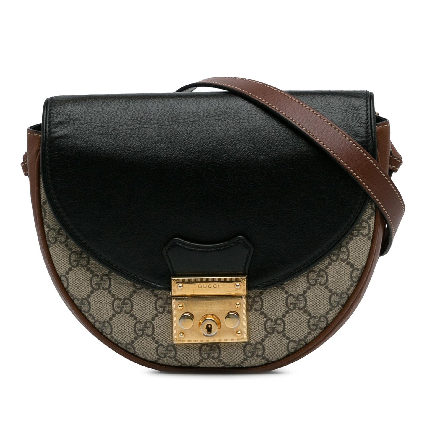 Gucci GG Supreme Saddle Padlock Crossbody Bag (SHG-BUWgu6)