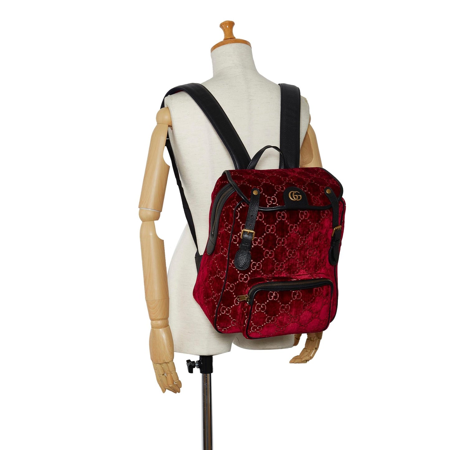 Gucci GG Velvet Double Buckle Backpack (SHG-l75XOb)