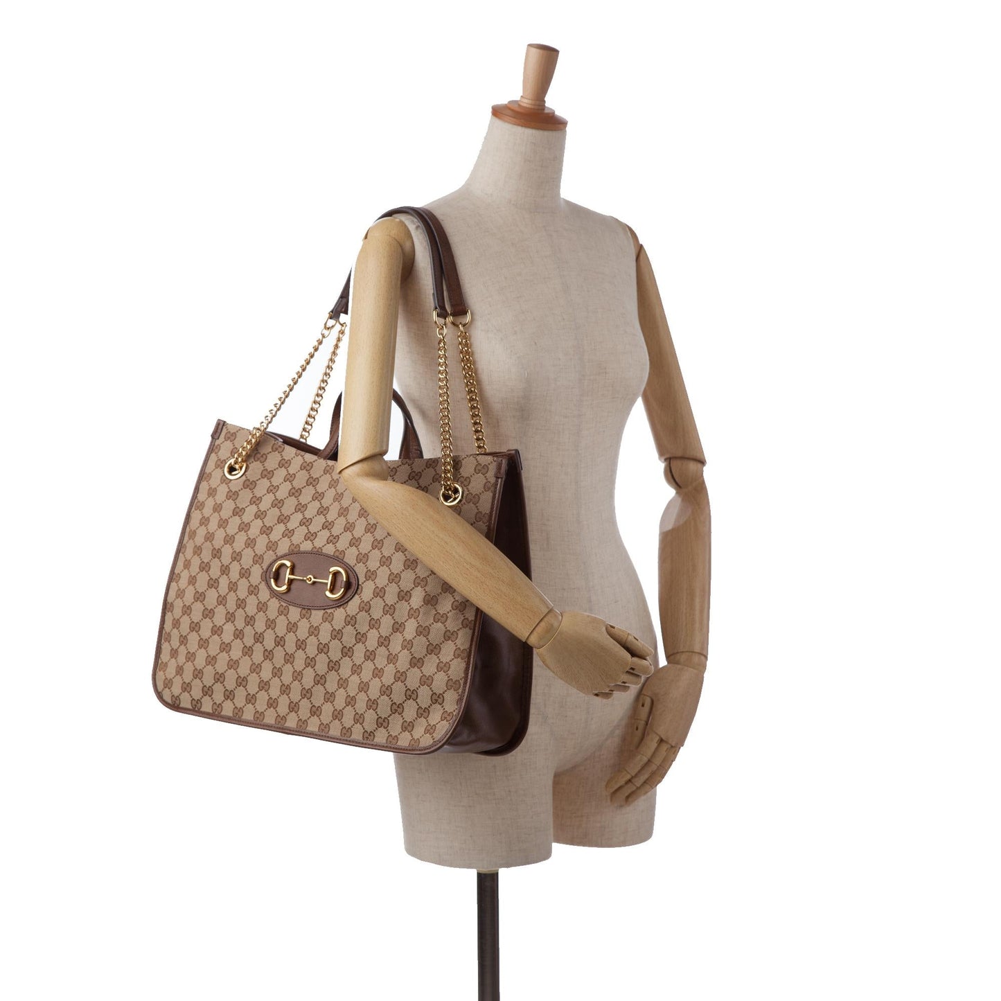 Gucci Large GG Canvas 1955 Horsebit Chain Tote (SHG-y7zkCB)