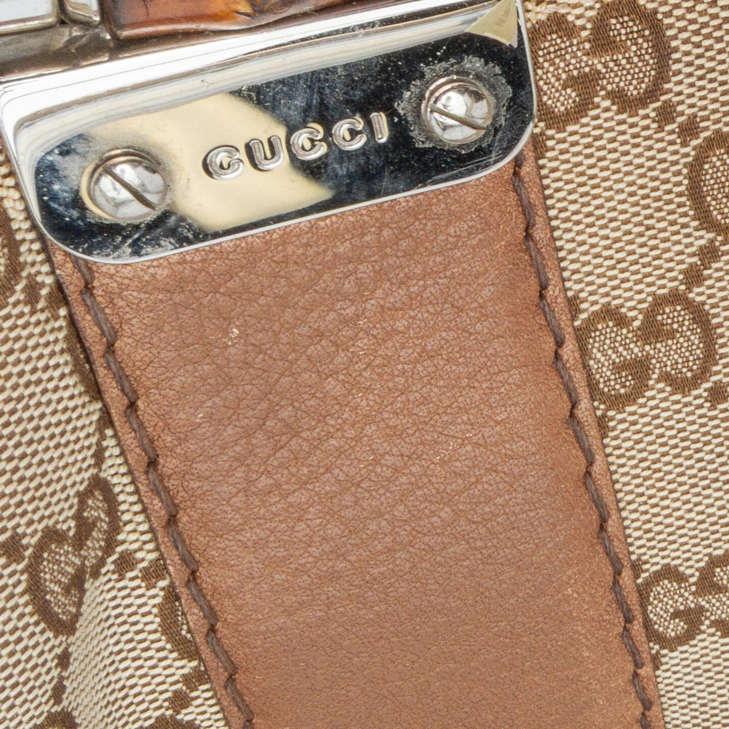 Gucci Large GG Canvas Bamboo Bar Tote
