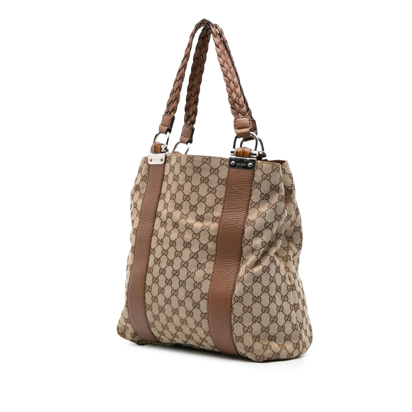 Gucci Large GG Canvas Bamboo Bar Tote