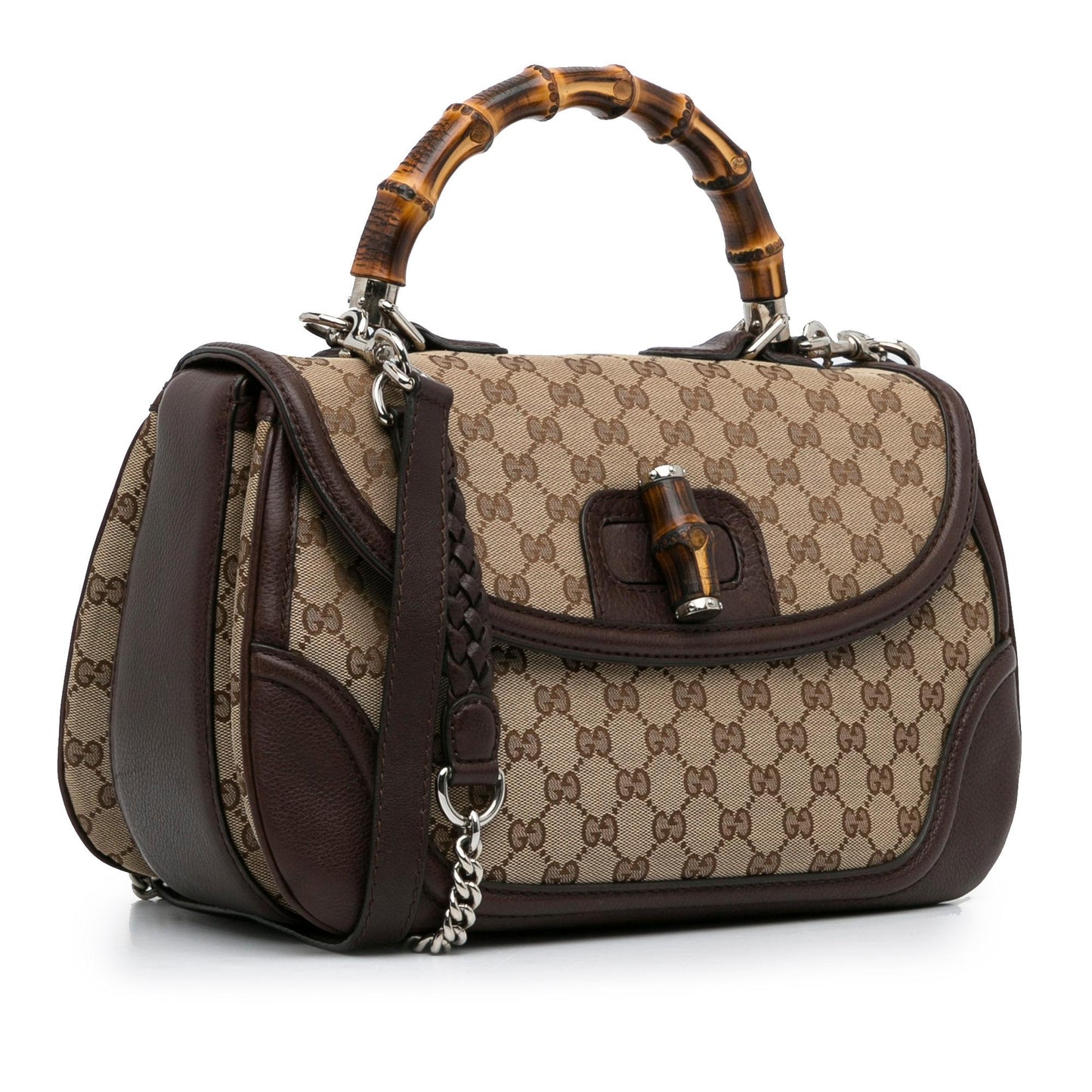 Gucci Large GG Canvas New Bamboo Satchel (SHG-rWP7tz)