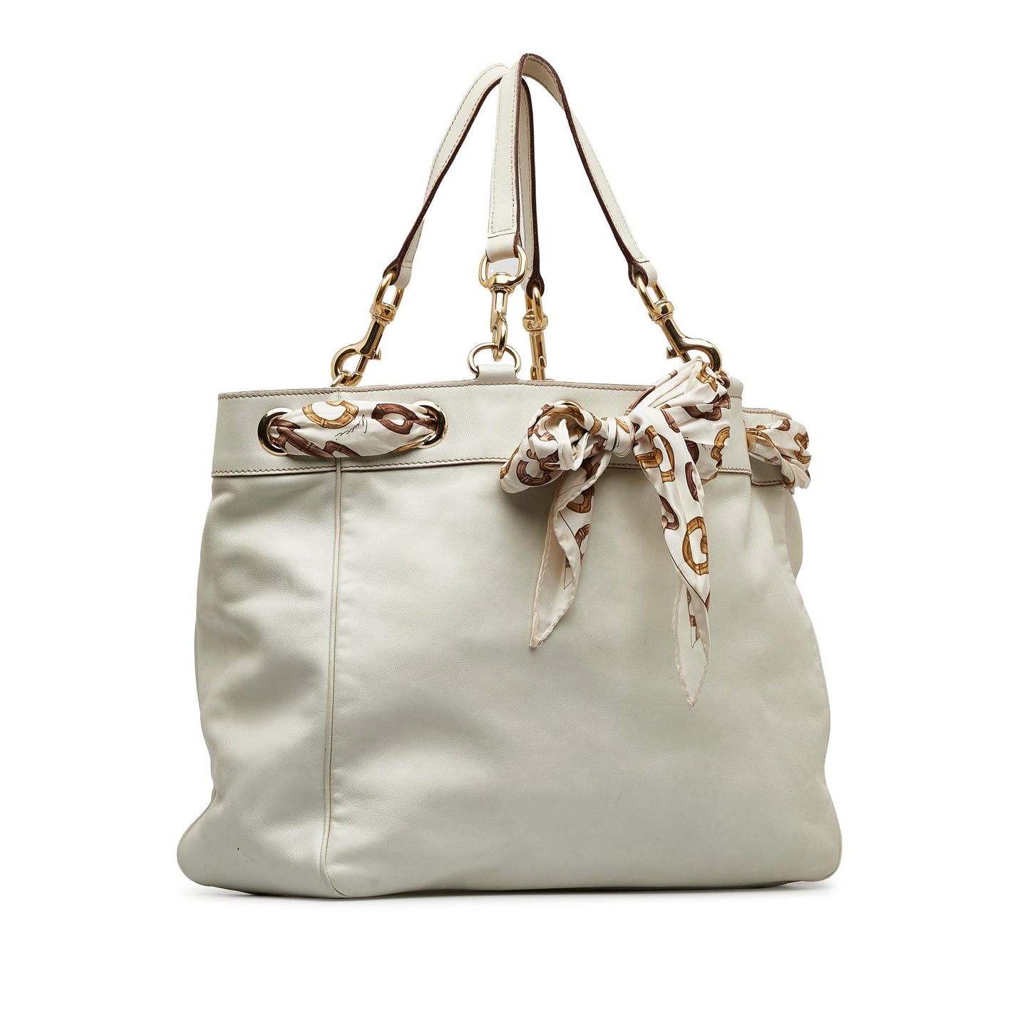 Gucci Large Leather Positano Scarf Tote (SHG-EgnKIT)