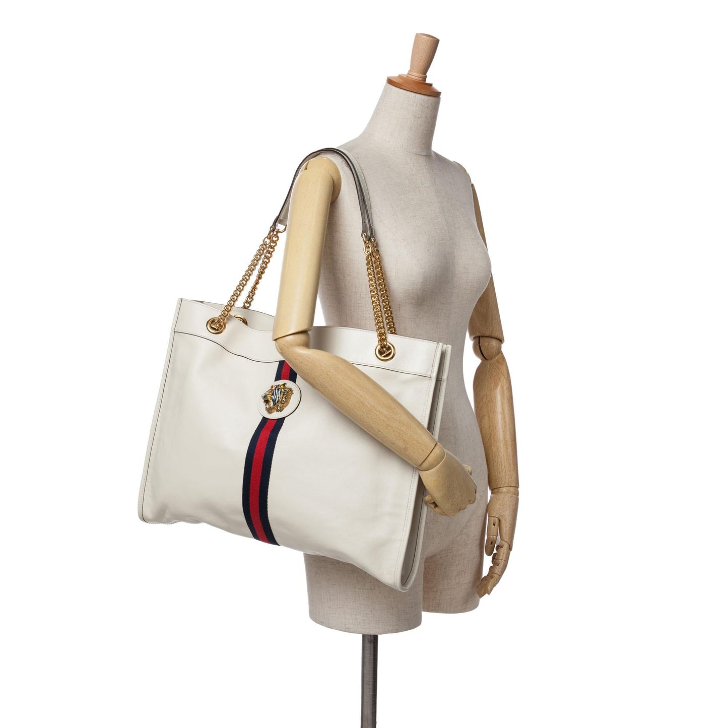 Gucci Large Web Leather Rajah Tote