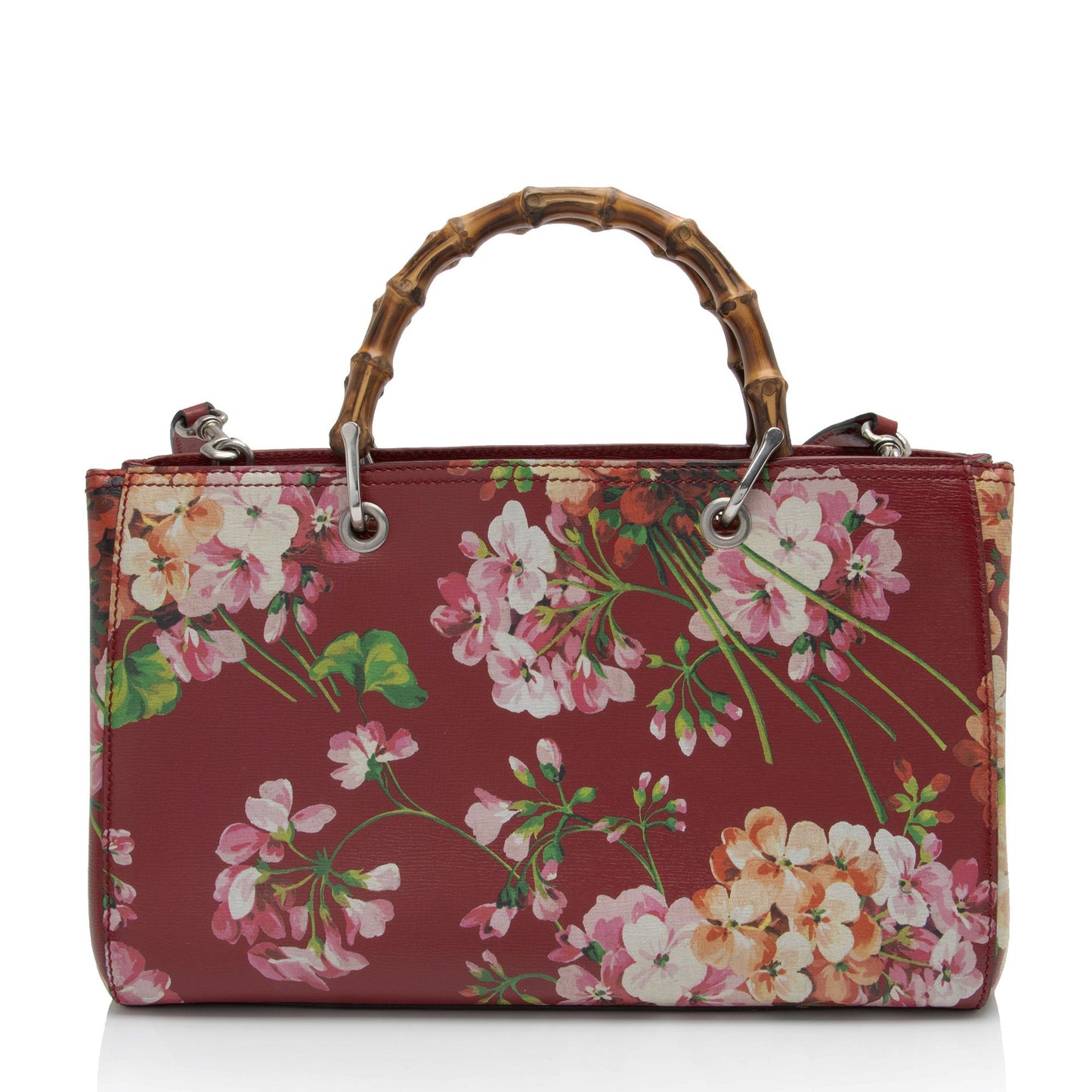Gucci Leather Bamboo Blooms Medium Shopper Tote