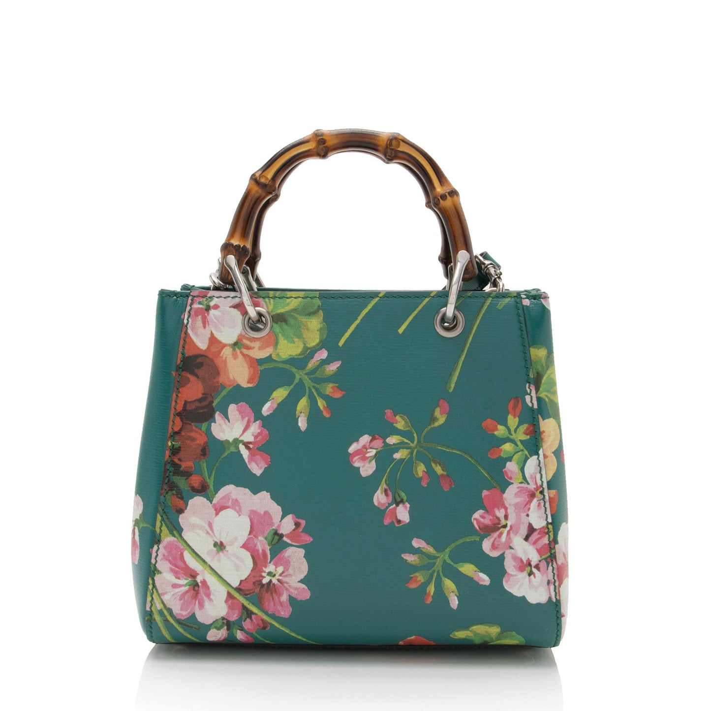 Gucci Leather Blooms Bamboo Mini Shopper Tote (SHF-OsBXCW)