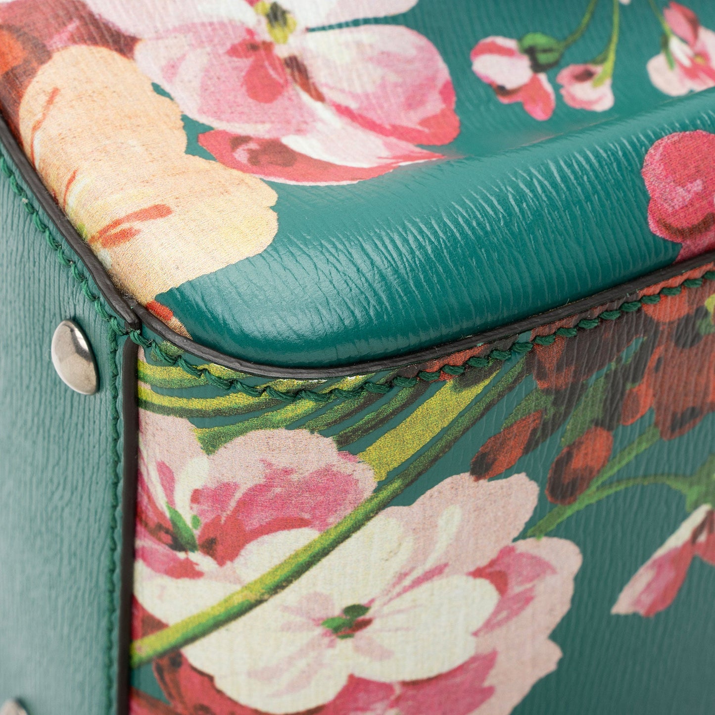 Gucci Leather Blooms Bamboo Mini Shopper Tote (SHF-OsBXCW)