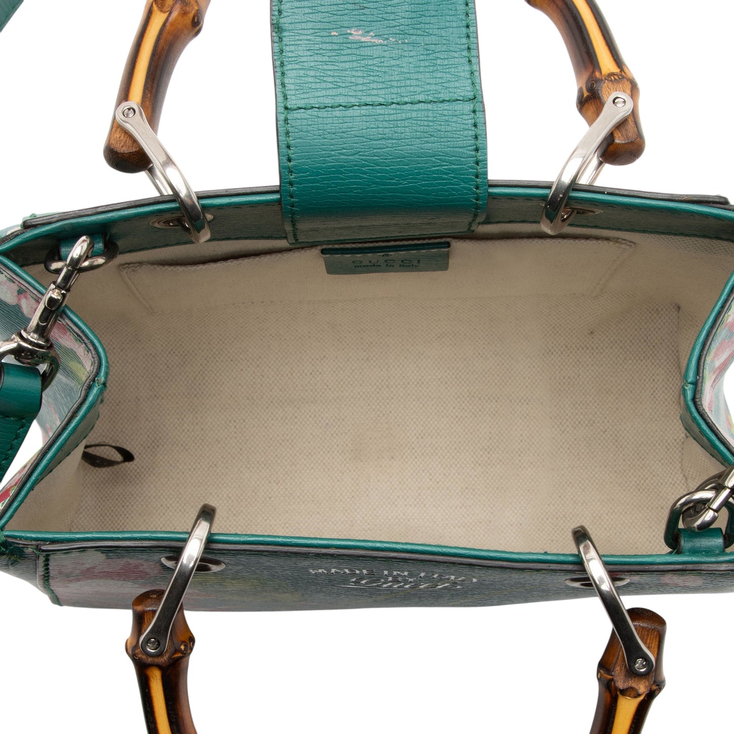 Gucci Leather Blooms Bamboo Mini Shopper Tote (SHF-OsBXCW)