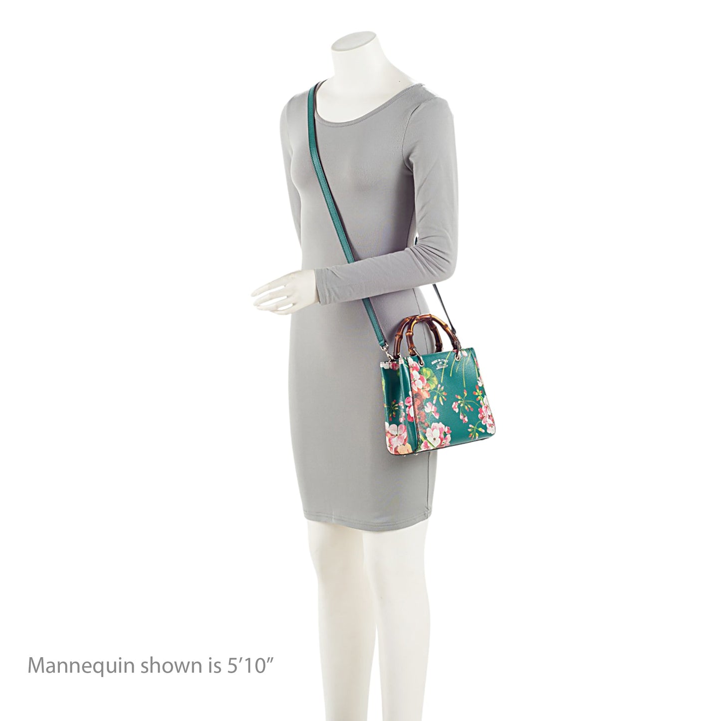 Gucci Leather Blooms Bamboo Mini Shopper Tote (SHF-OsBXCW)