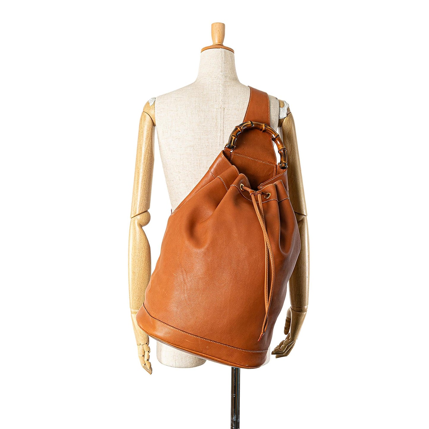 Gucci Leather Bamboo Drawstring Backpack (SHG-Ko4tY8)