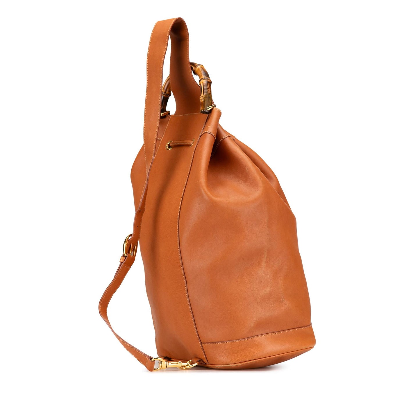 Gucci Leather Bamboo Drawstring Backpack (SHG-Ko4tY8)