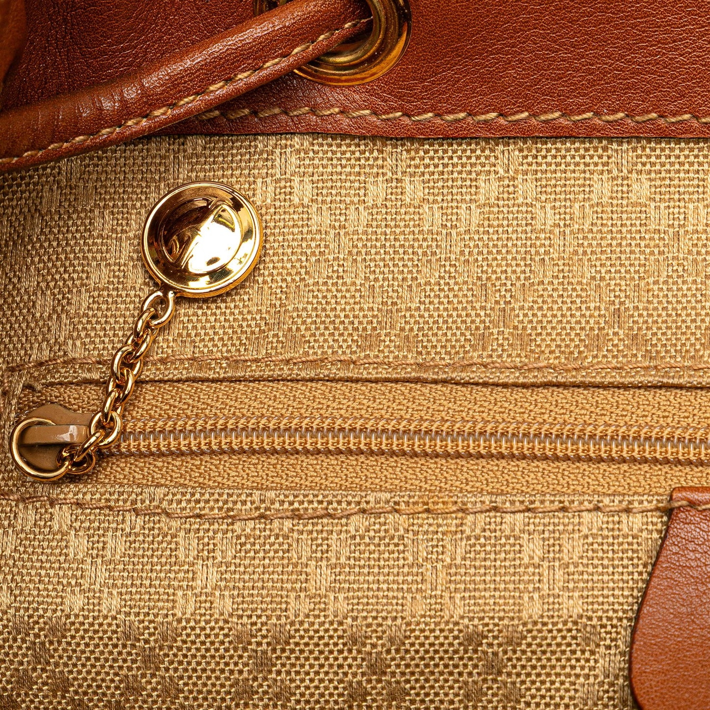 Gucci Leather Bamboo Drawstring Backpack