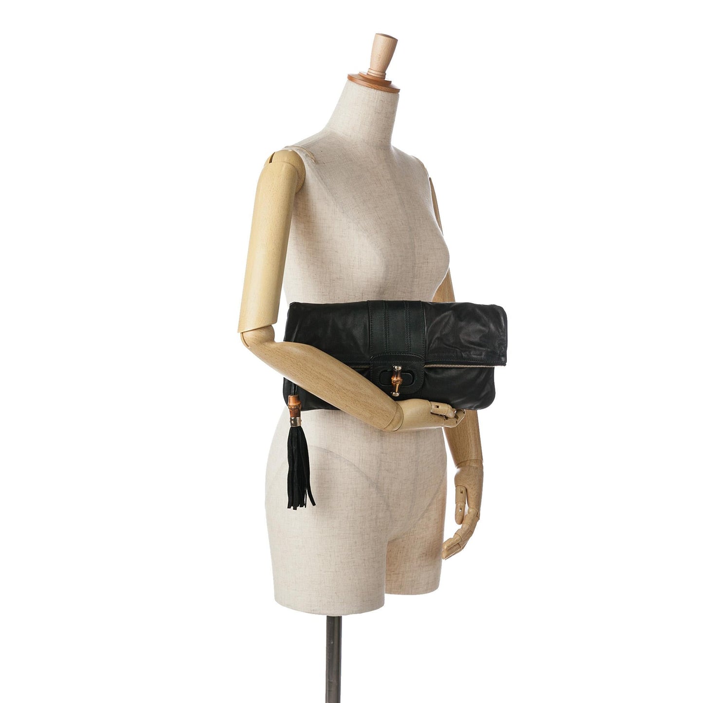 Gucci Leather Bamboo Lucy Fold Over Clutch (SHG-ithHFj)