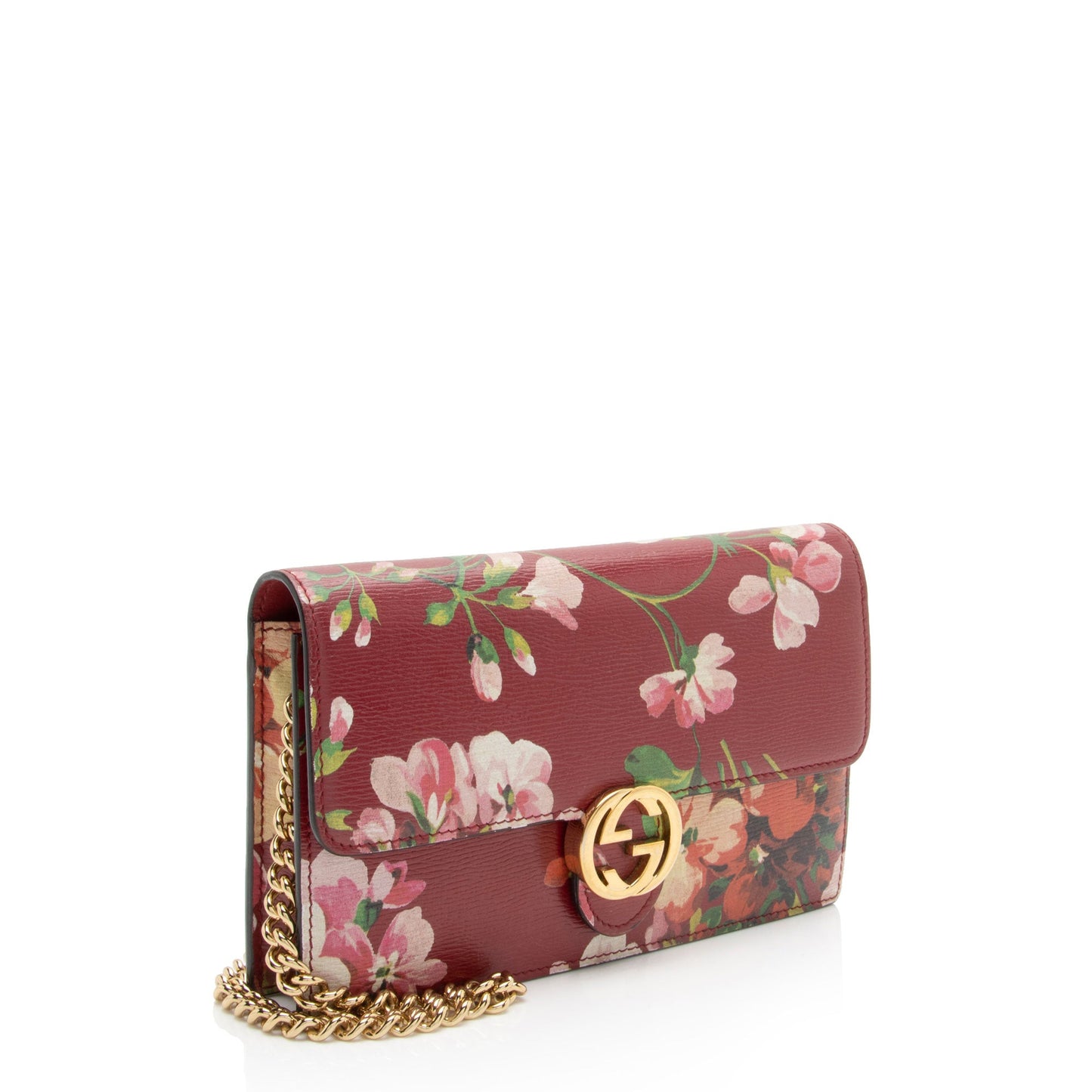 Gucci Leather Blooms Interlocking GG Wallet on Chain (SHF-dj50gX)