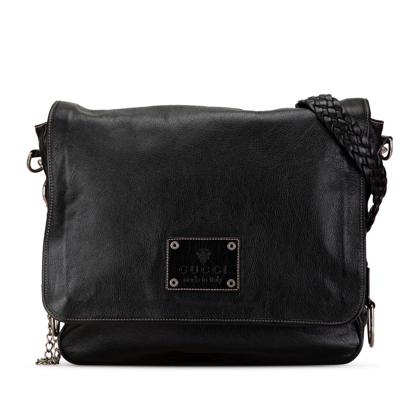 Gucci Leather Crest Chain Messenger Bag (SHG-FgBsnS)